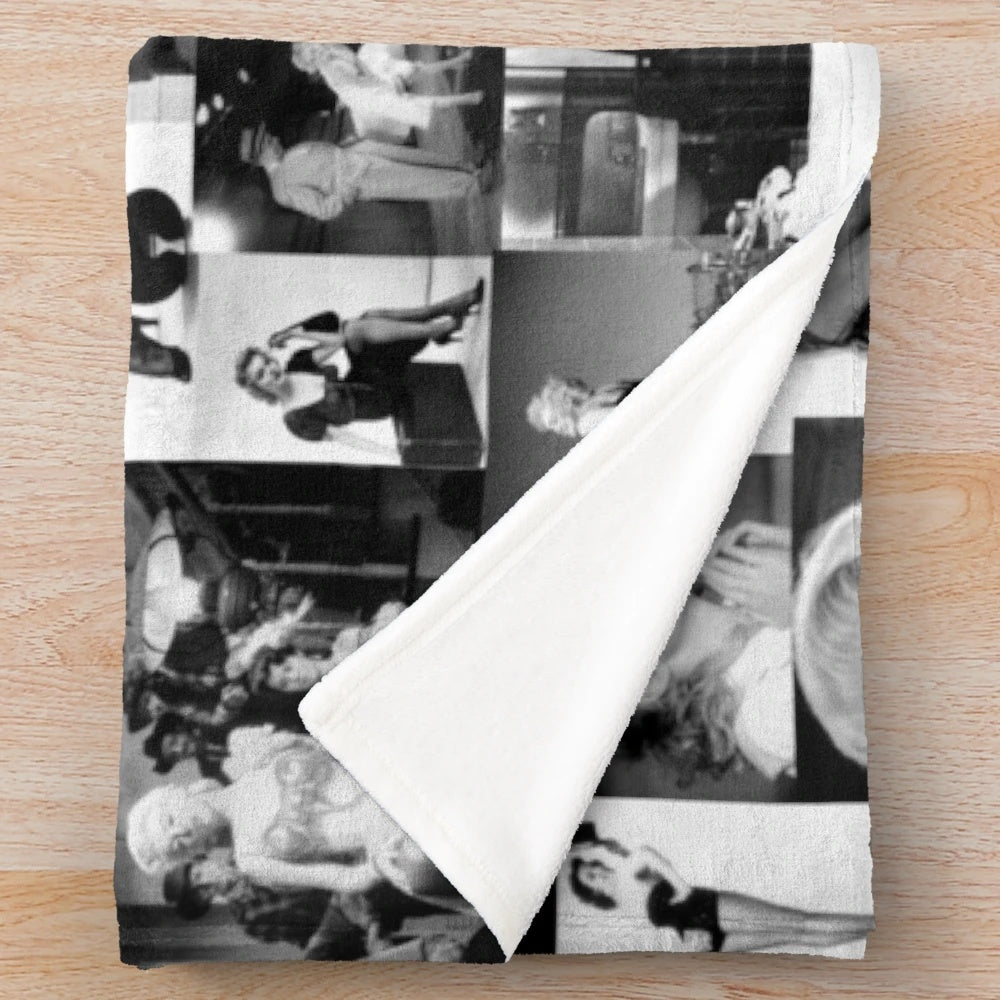 Marilyn Monroe collage artwork on a plush blanket