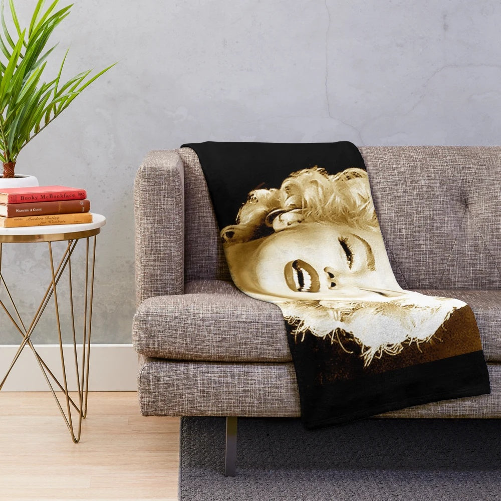 Marilyn Monroe golden monochrome portrait plush blanket