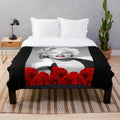 Marilyn Monroe inspired plush blanket with love and rose design