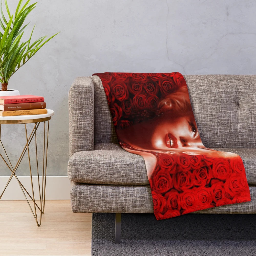 Plush Marilyn Monroe inspired red roses blanket