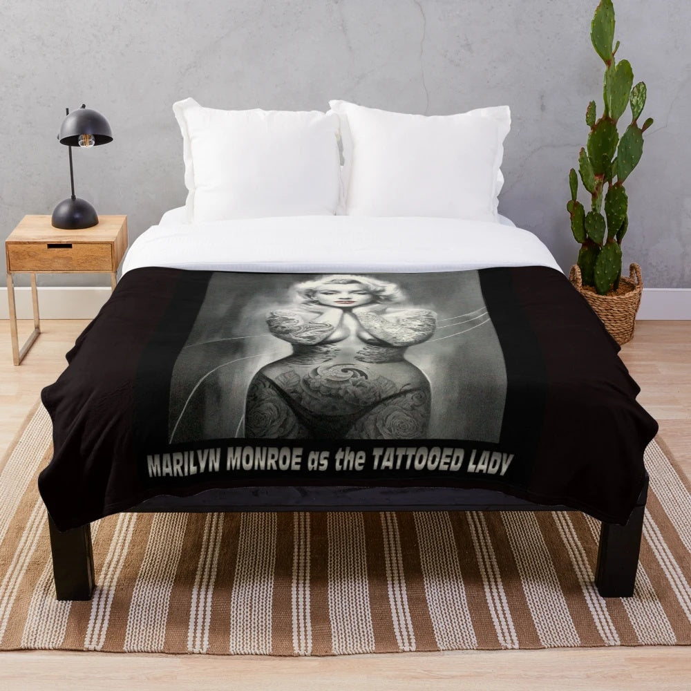 Marilyn Monroe Inspired Tattooed Lady Plush Blanket
