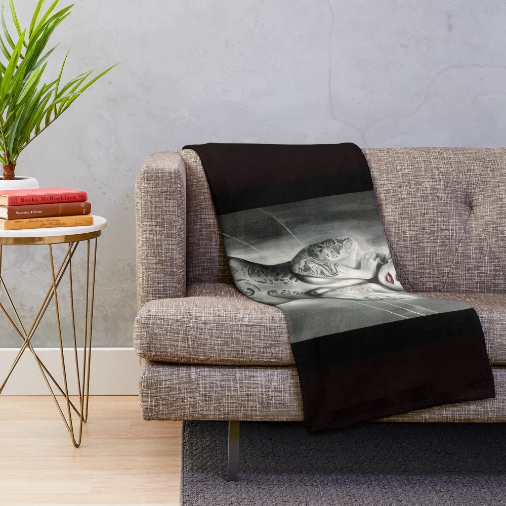 Marilyn Monroe Inspired Tattooed Lady Plush Blanket