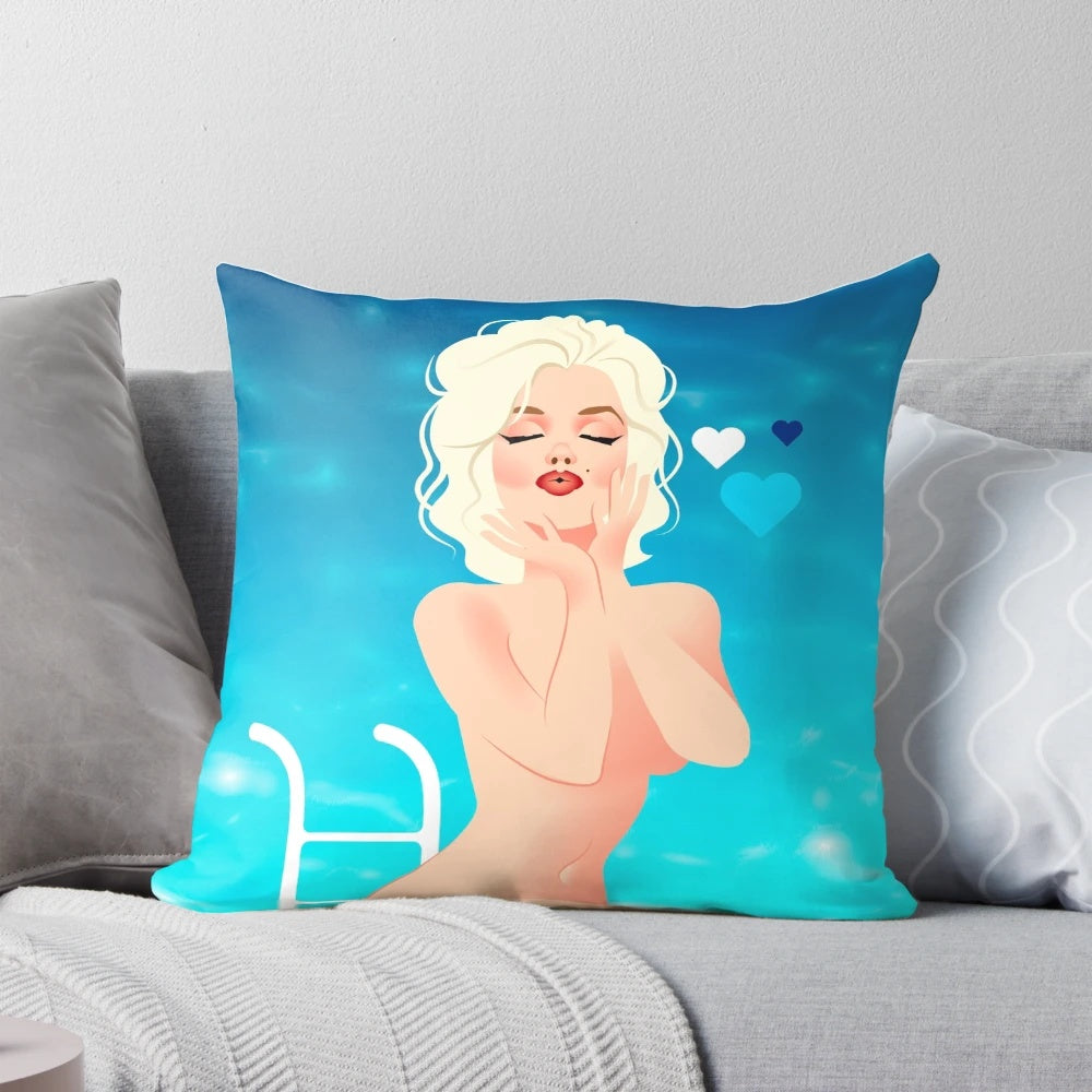 Marilyn Monroe pillow featuring the iconic "Somethings Got to Give" movie pool scene