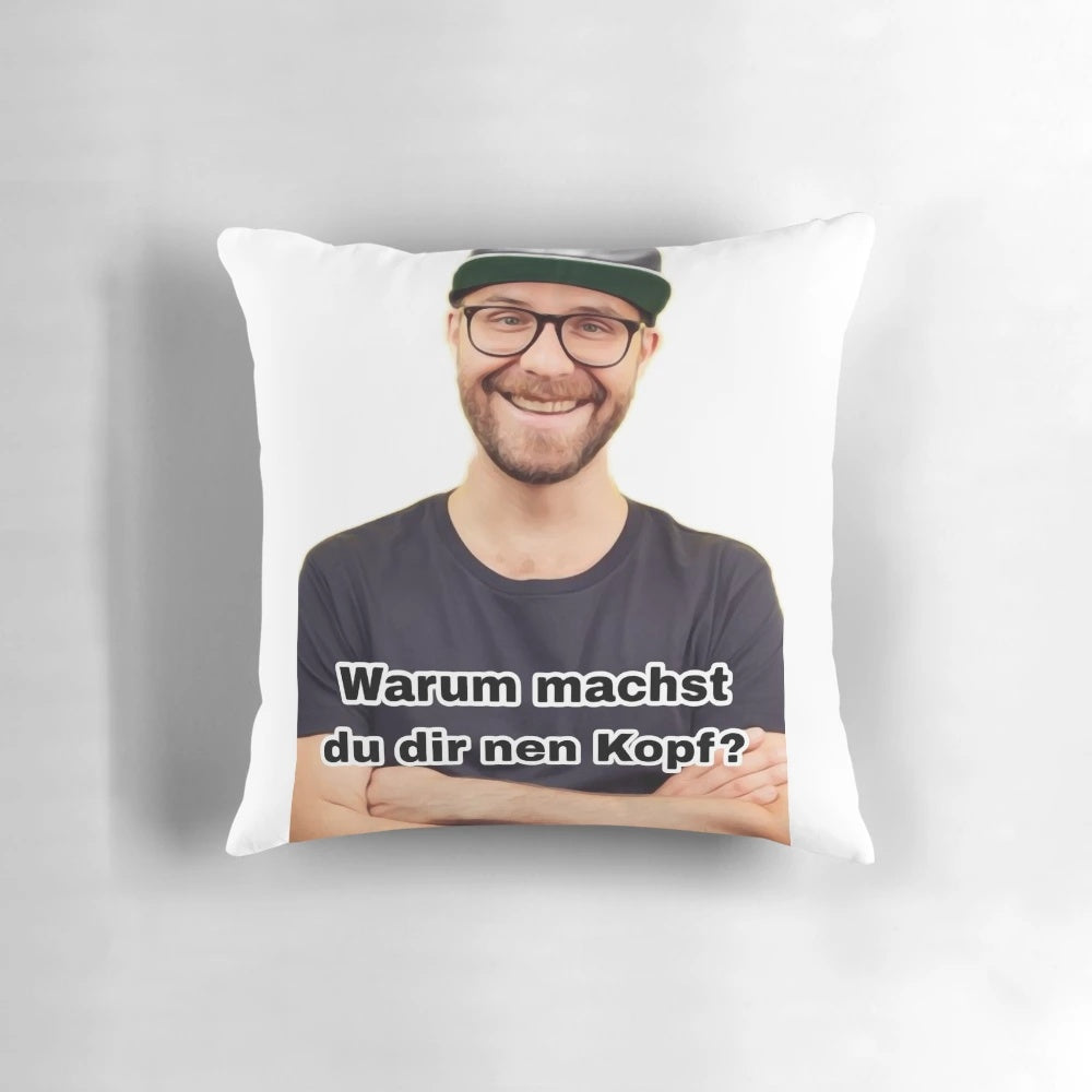 Mark Forster Memes Pillow with Lyrical Smiley Cap Design