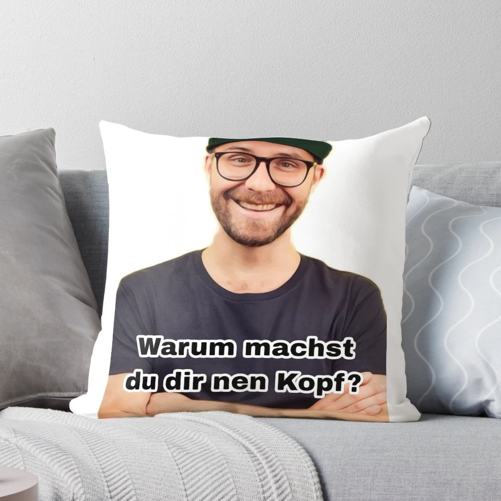 Mark Forster Memes Pillow with Lyrical Smiley Cap Design
