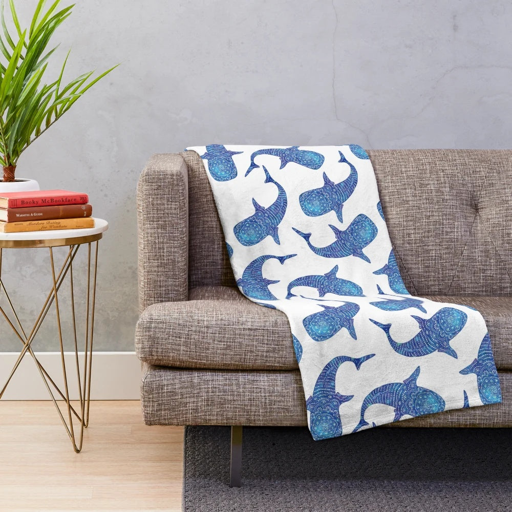 Marokintana Whale Shark Plush Blanket - Soft and Cozy Underwater Creature Throw