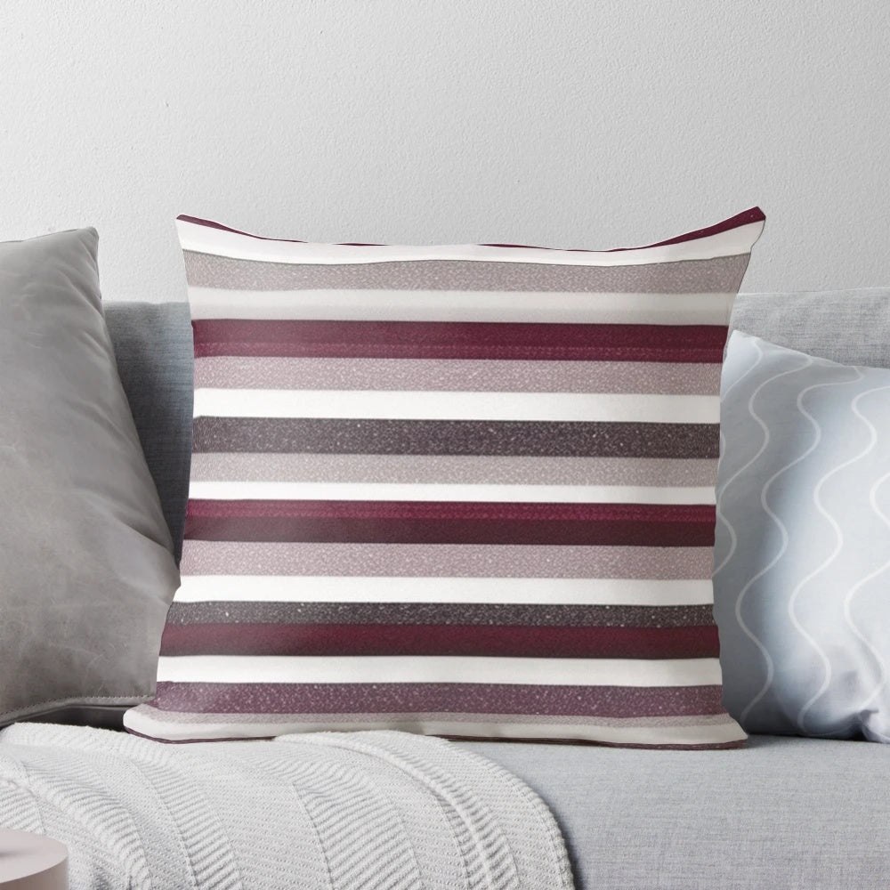 Maroon and grey striped decorative pillow from Roxbury Lane