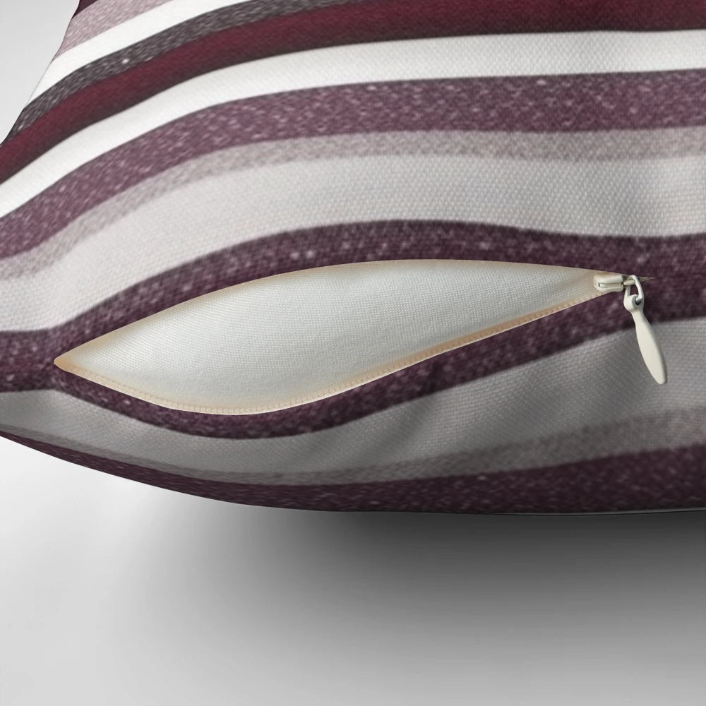 Maroon and grey striped decorative pillow from Roxbury Lane