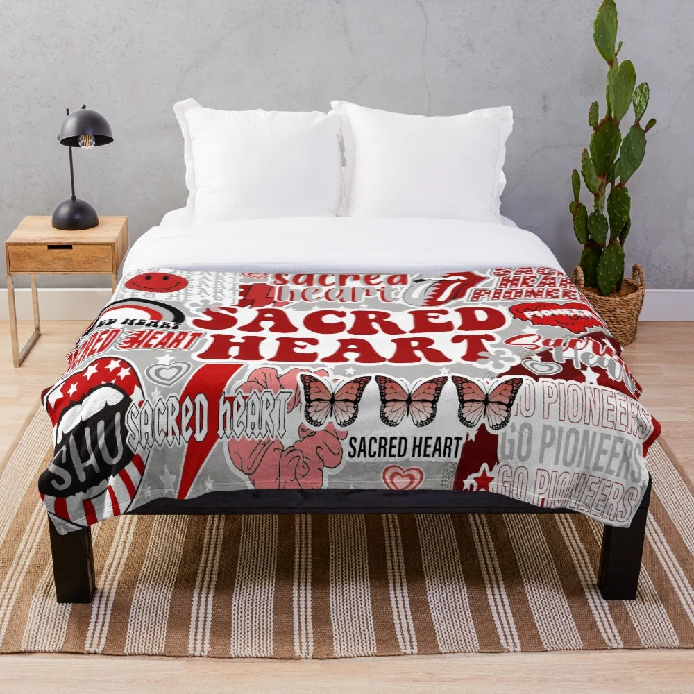 Sacred Heart Collage Plush Blanket