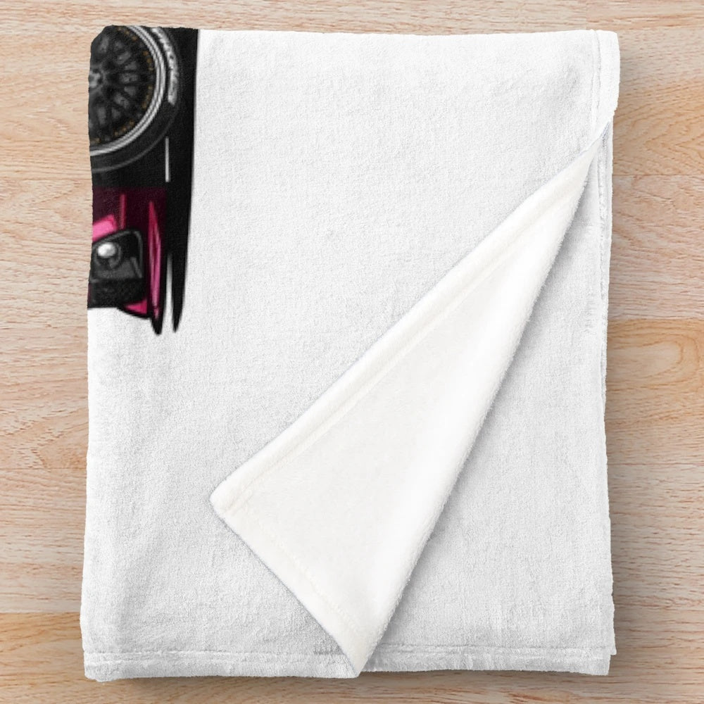 Maroon plush blanket featuring the Audi RS6 Avant sports car