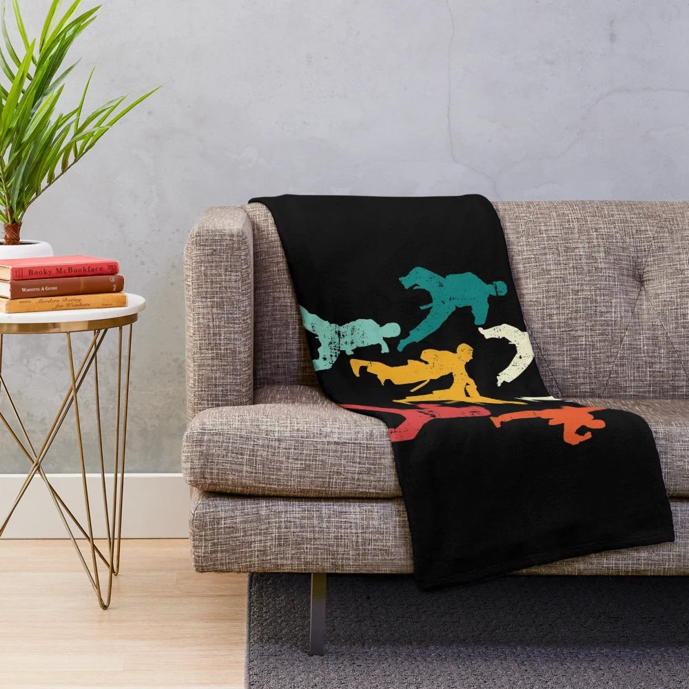 Martial arts-themed plush blanket featuring a karate fighter design