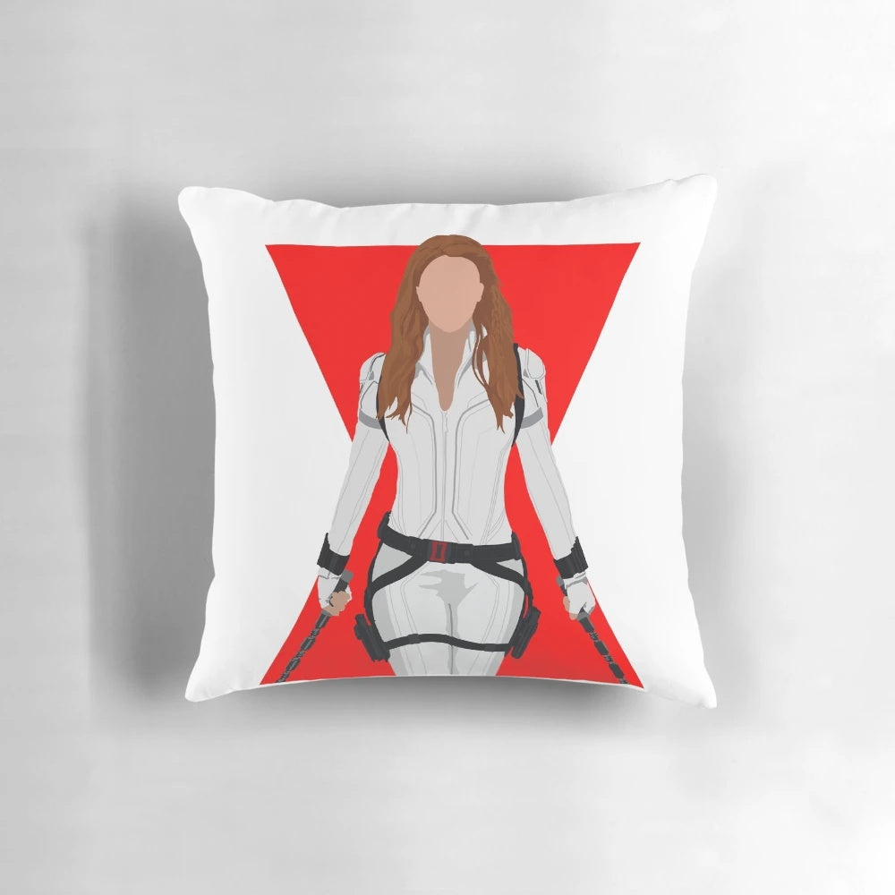 Soft, high-quality pillow featuring the iconic Black Widow, Natasha Romanoff, from the Marvel Cinematic Universe.