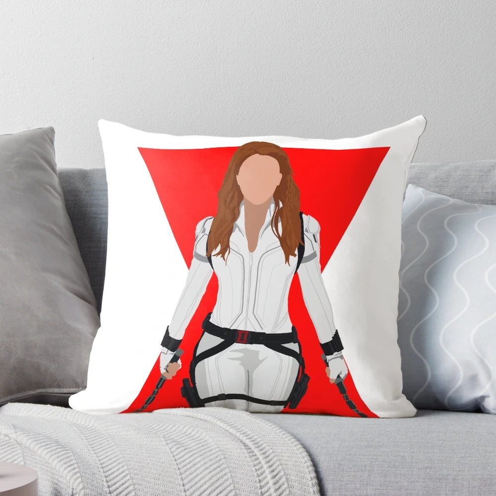 Soft, high-quality pillow featuring the iconic Black Widow, Natasha Romanoff, from the Marvel Cinematic Universe.