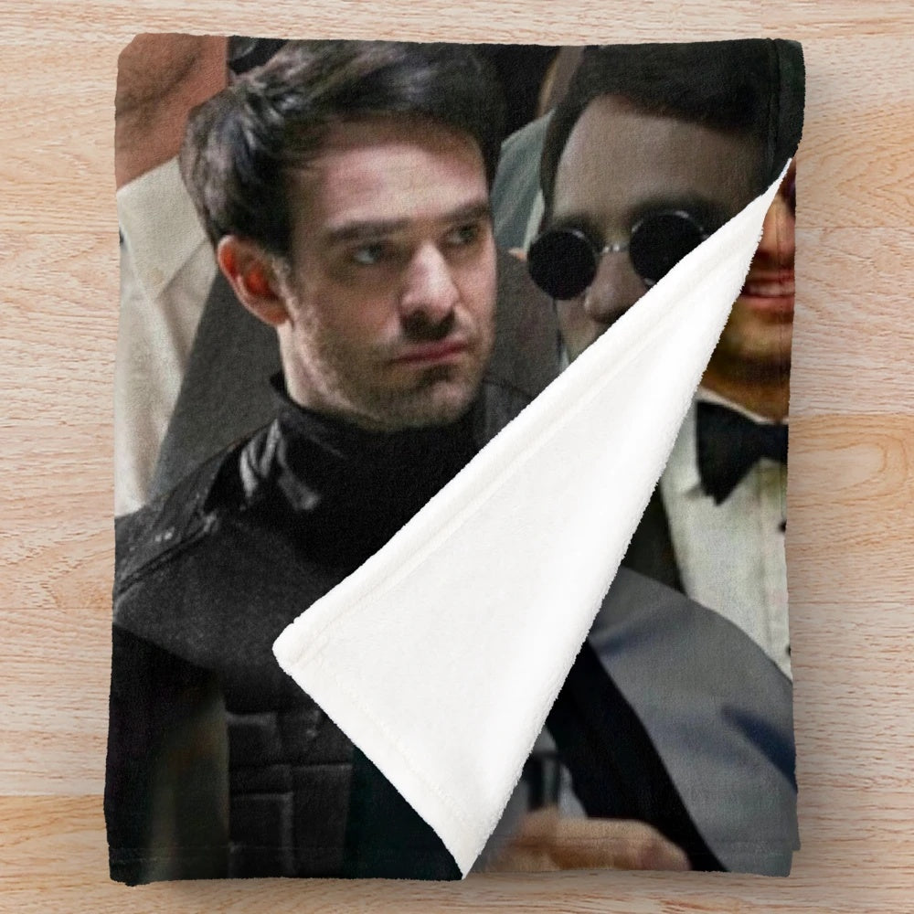 Marvel-inspired devil dare photo collage plush blanket