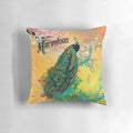 Marvelous decorative pillow with vibrant peacock-inspired floral design