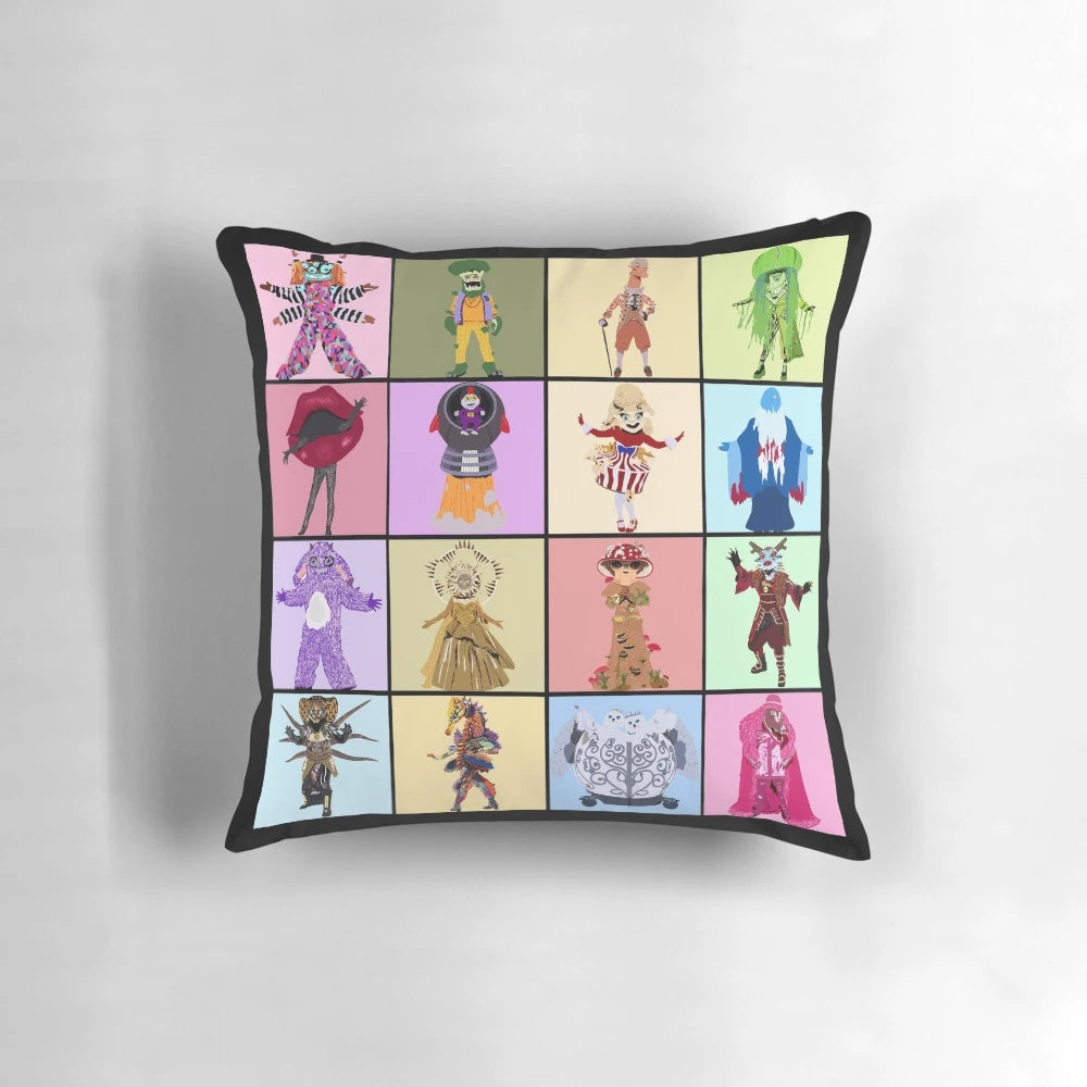 Masked Singer Fan Art Pillow with Hand Drawn Design