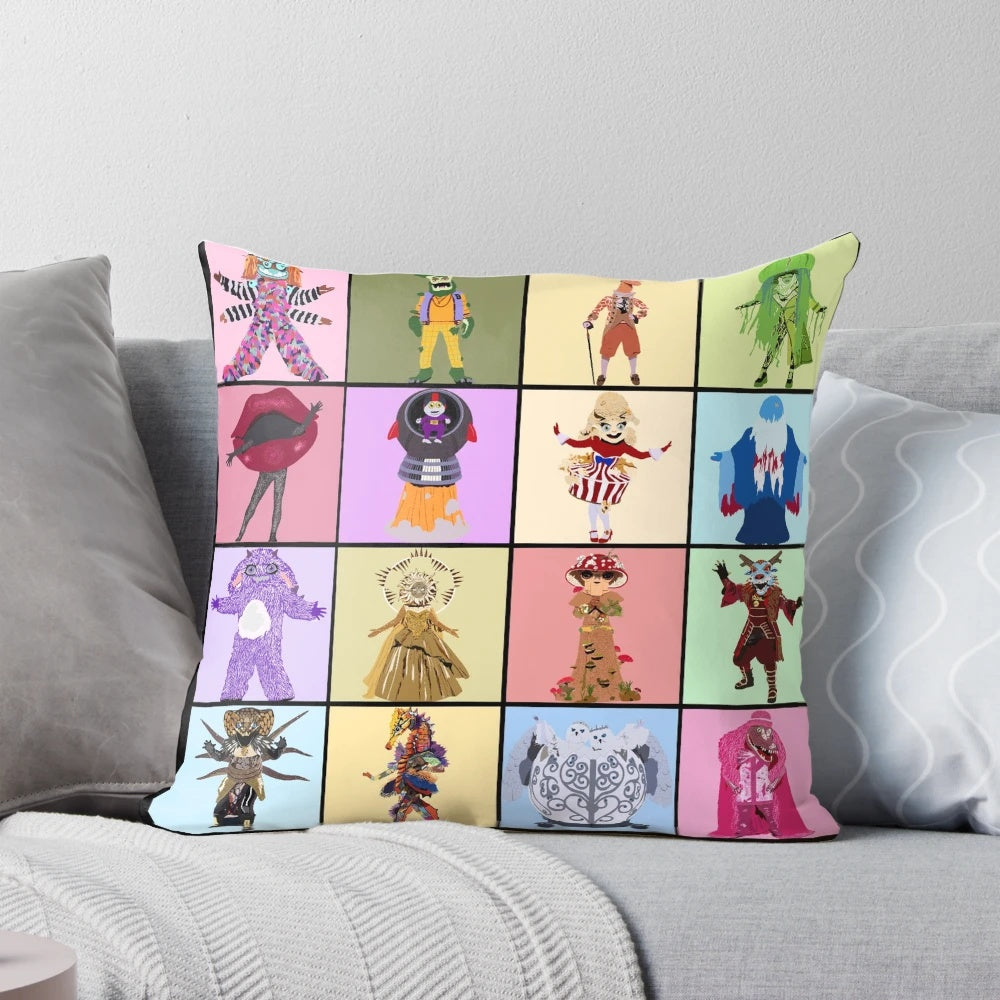 Masked Singer Fan Art Pillow with Hand Drawn Design