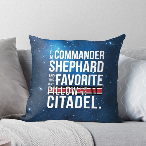 "Mass Effect Citadel Commander Shepard Themed Decorative Pillow"