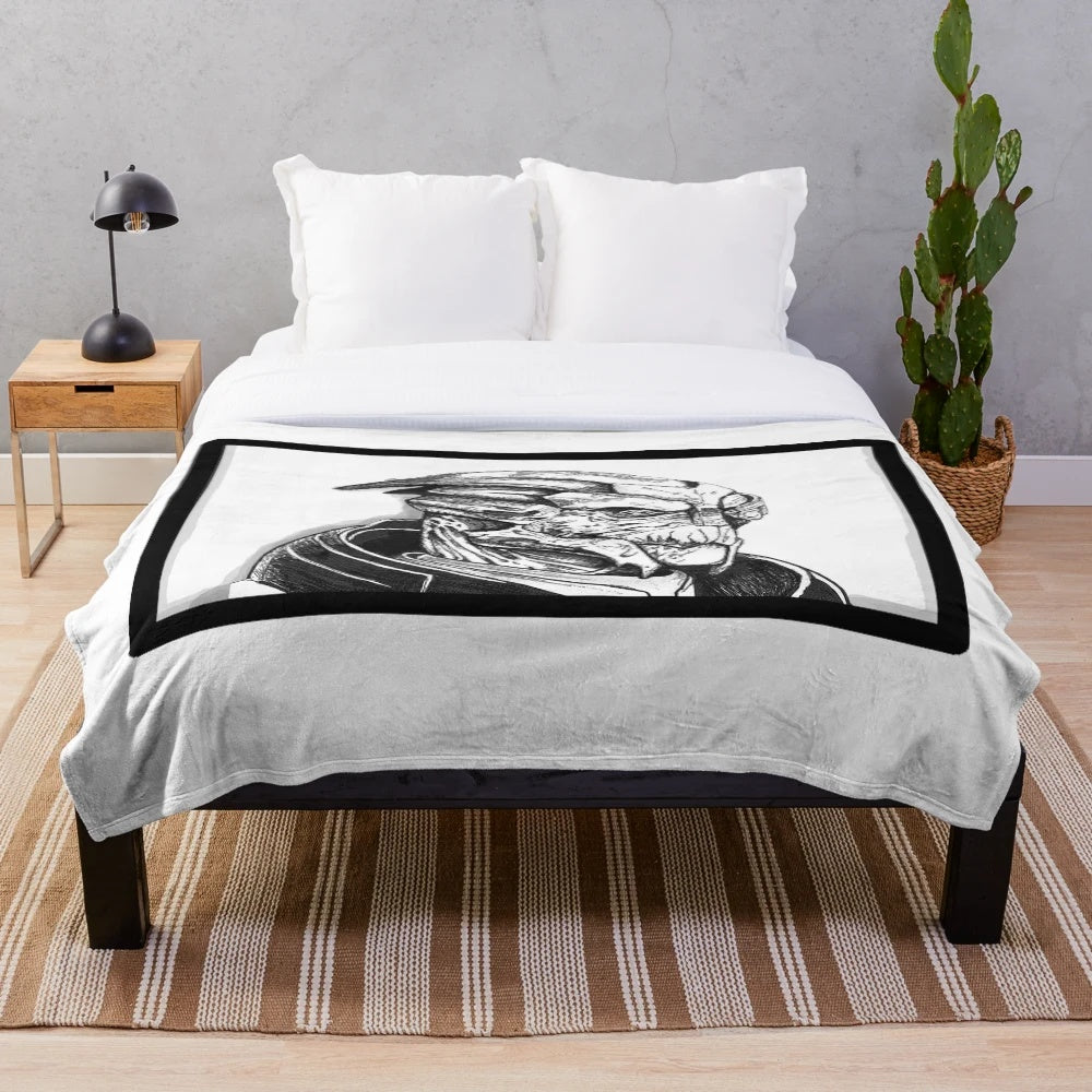 Mass Effect inspired Garrus Vakarian plush blanket