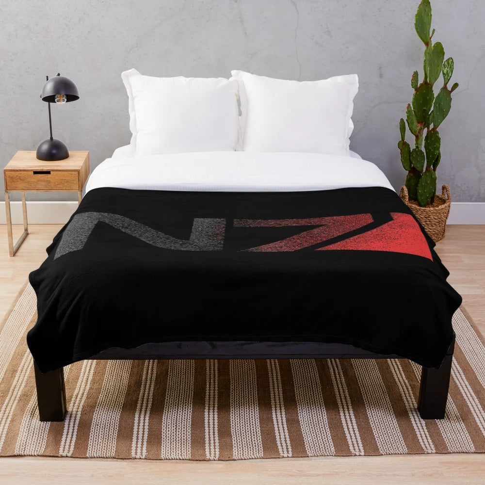 Mass Effect inspired N7 distressed logo plush blanket