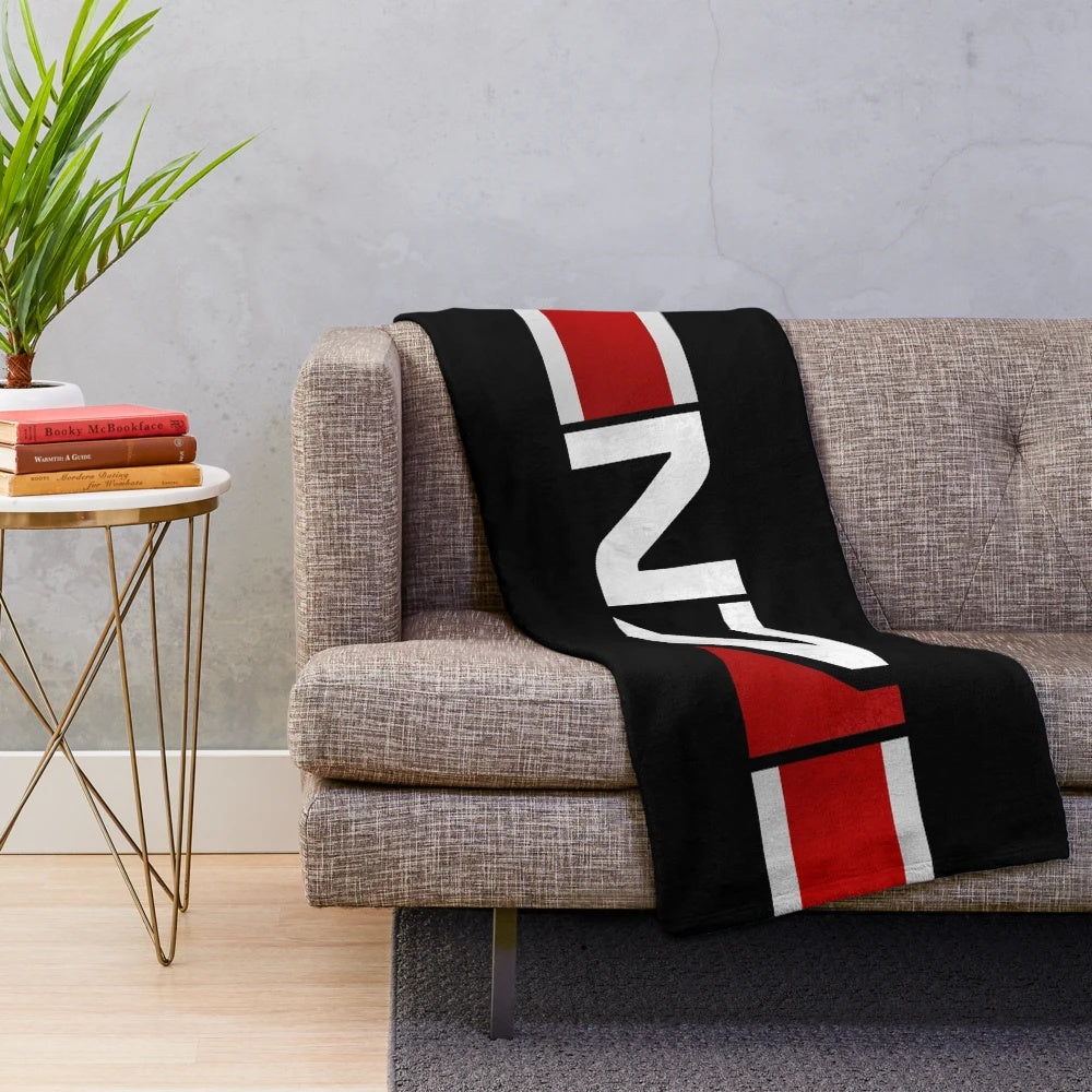 Mass Effect-inspired N7 plush blanket with Shepard logo