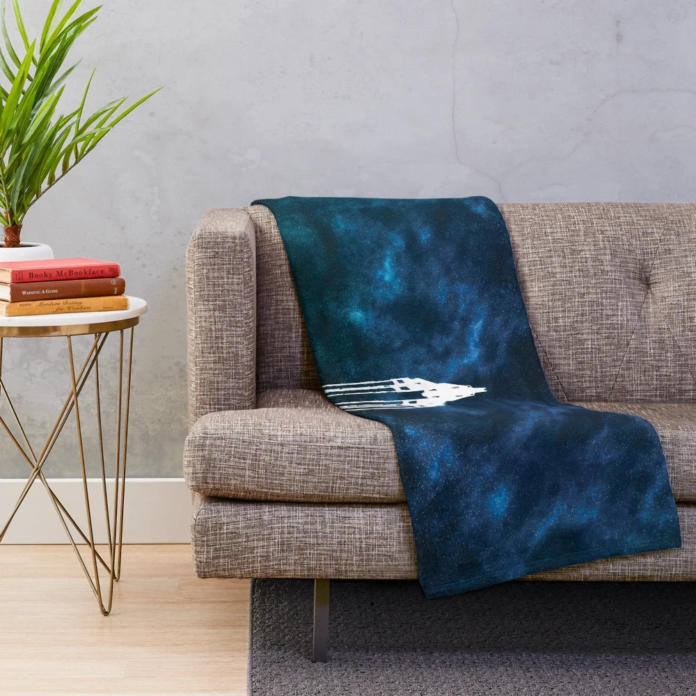 Mass Effect Normandy SR1 plush blanket featuring nebula and stars