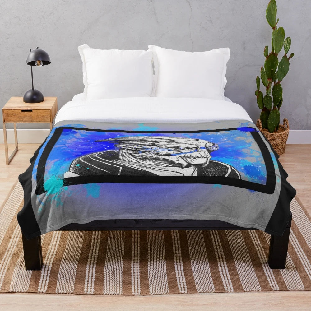 Mass Effect Inspired Plush Blanket with Garrus Vakarian Character