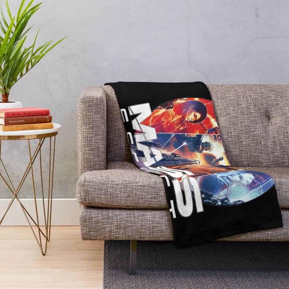 Mass Effect inspired plush blanket featuring the Legendary Edition trilogy