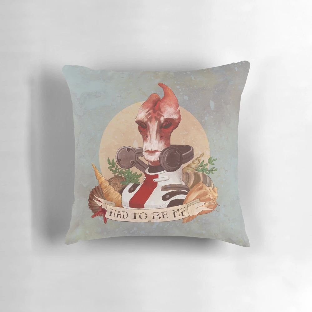 A high-quality Mass Effect pillow featuring the character Mordin Solus, a salarian scientist and member of Shepard's squad.