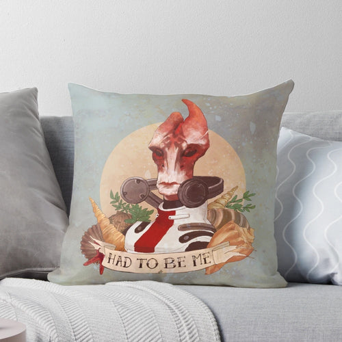 A high-quality Mass Effect pillow featuring the character Mordin Solus, a salarian scientist and member of Shepard's squad.