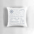 Throw pillow featuring Aubrey typography inspired by the historical novel Master and Commander