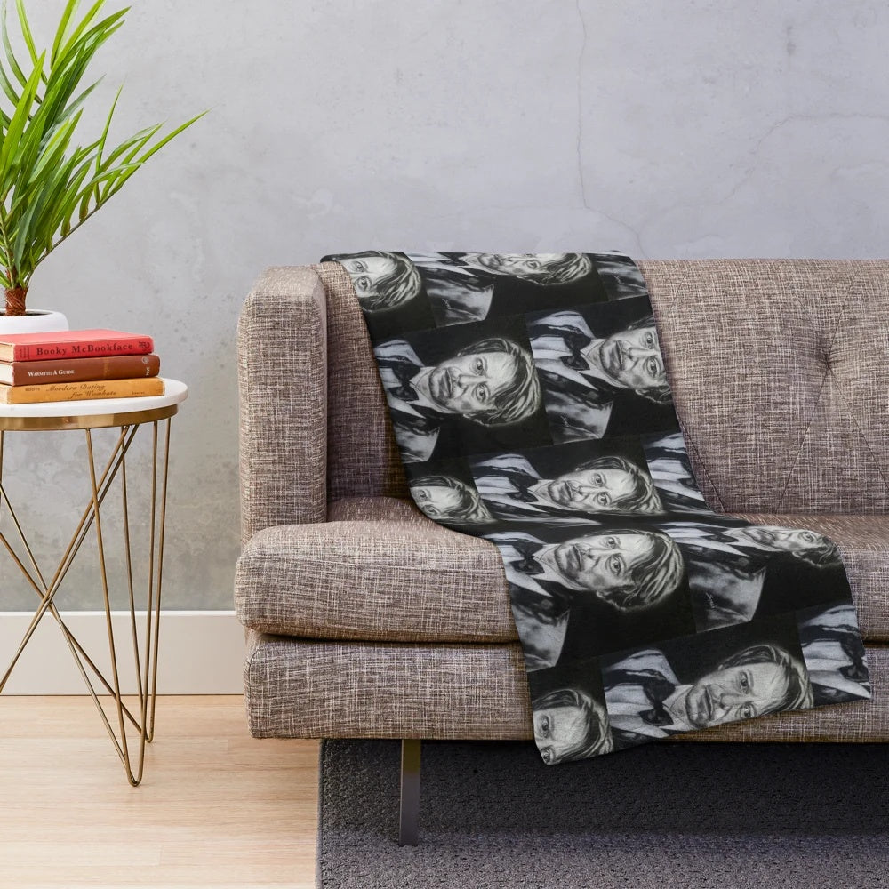 Mathieu Amalric Inspired Plush Blanket - Artistic Cinema Portrait