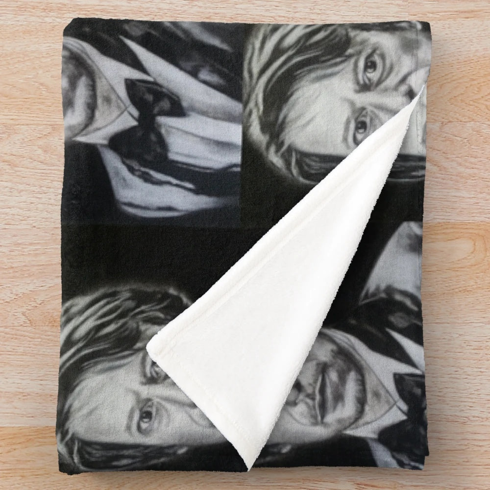 Mathieu Amalric Inspired Plush Blanket - Artistic Cinema Portrait