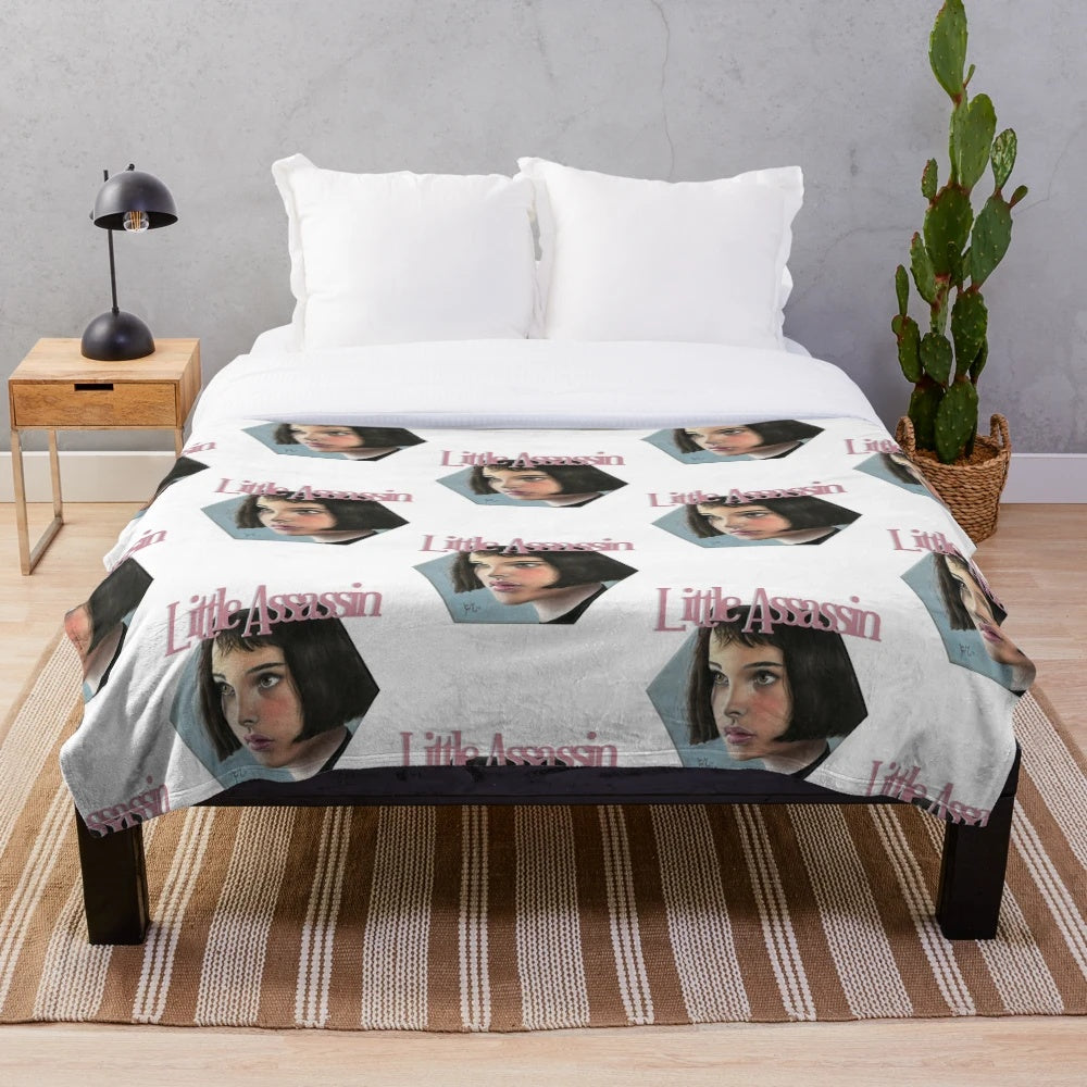 Mathilda Leon inspired plush blanket featuring Natalie Portman's character from the 90s crime thriller "The Professional