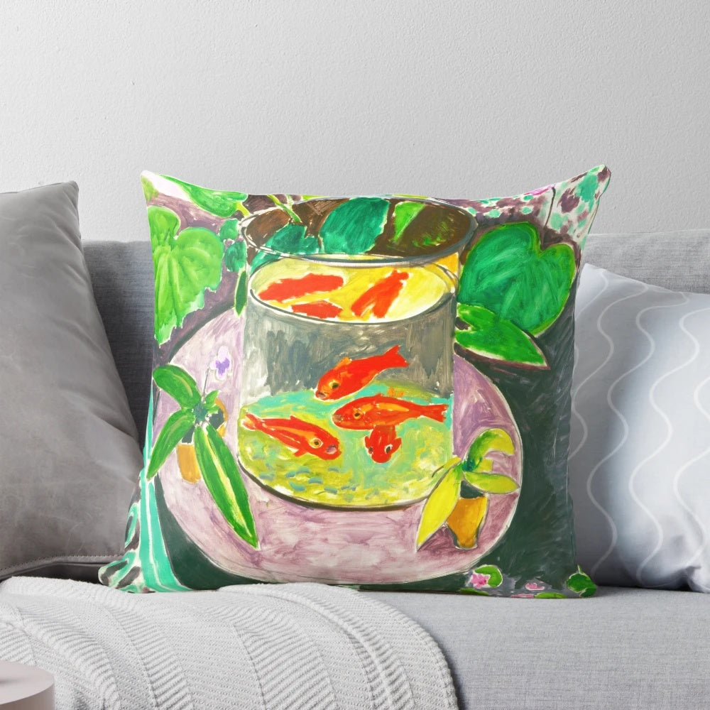Vibrant Matisse Goldfish Accent Pillow - Decorative Home Decor
