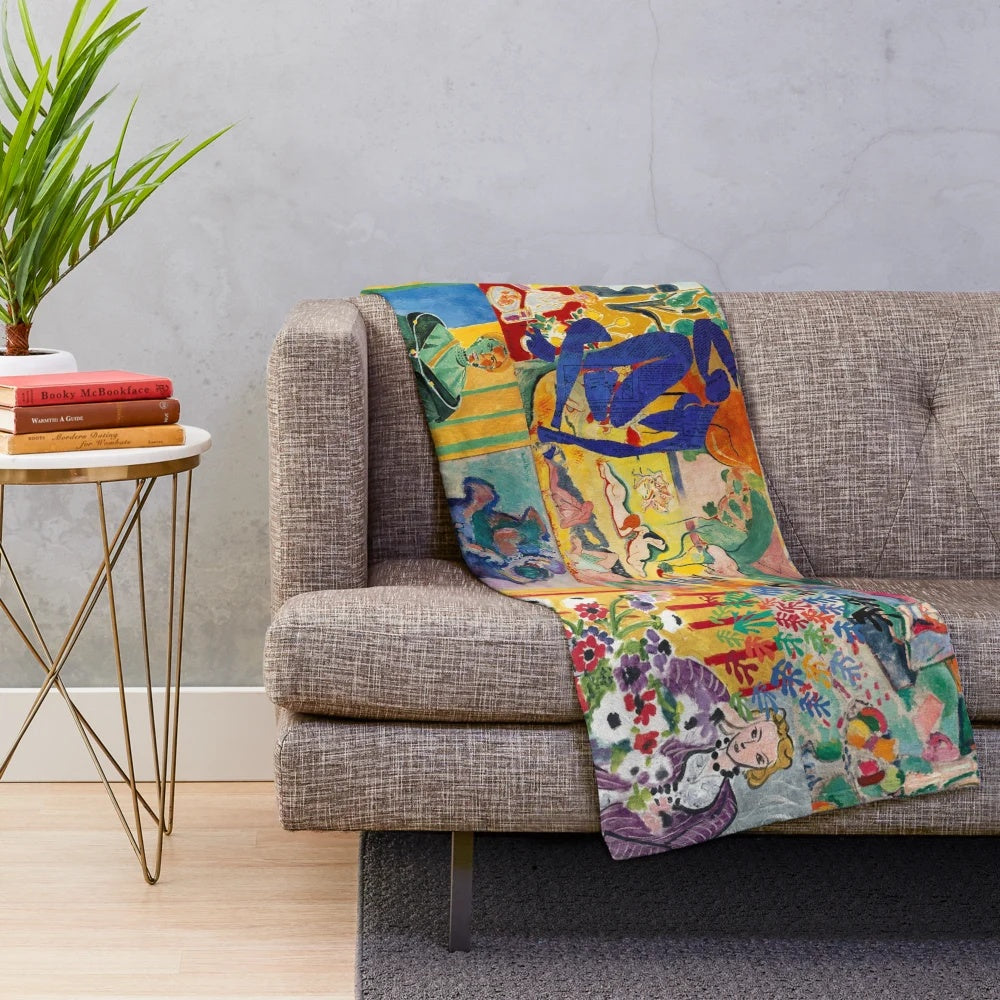 Matisse-inspired collage design plush blanket