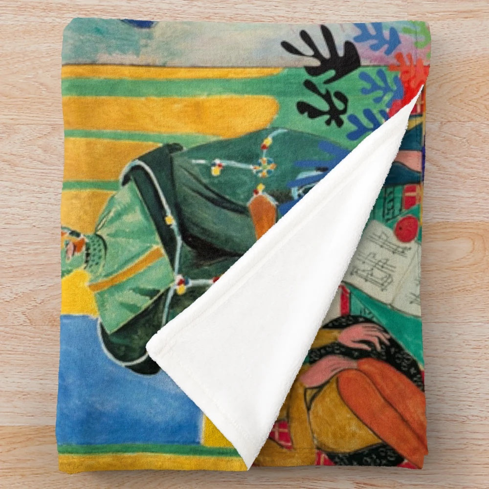 Matisse-inspired collage design plush blanket
