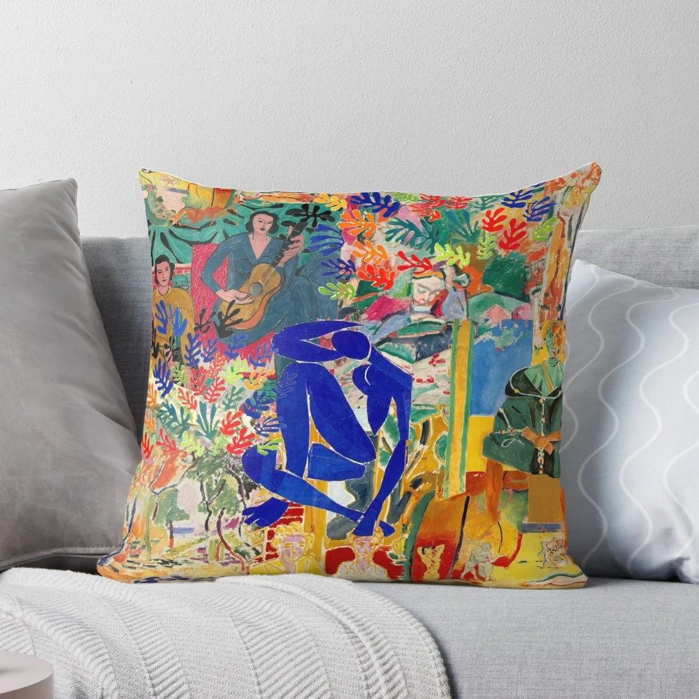 Matisse Inspired Collage Throw Pillow for Modern Interior Design