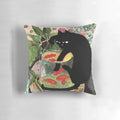 Colorful decorative pillow featuring Matisse's famous painting of goldfish and a mischievous black cat