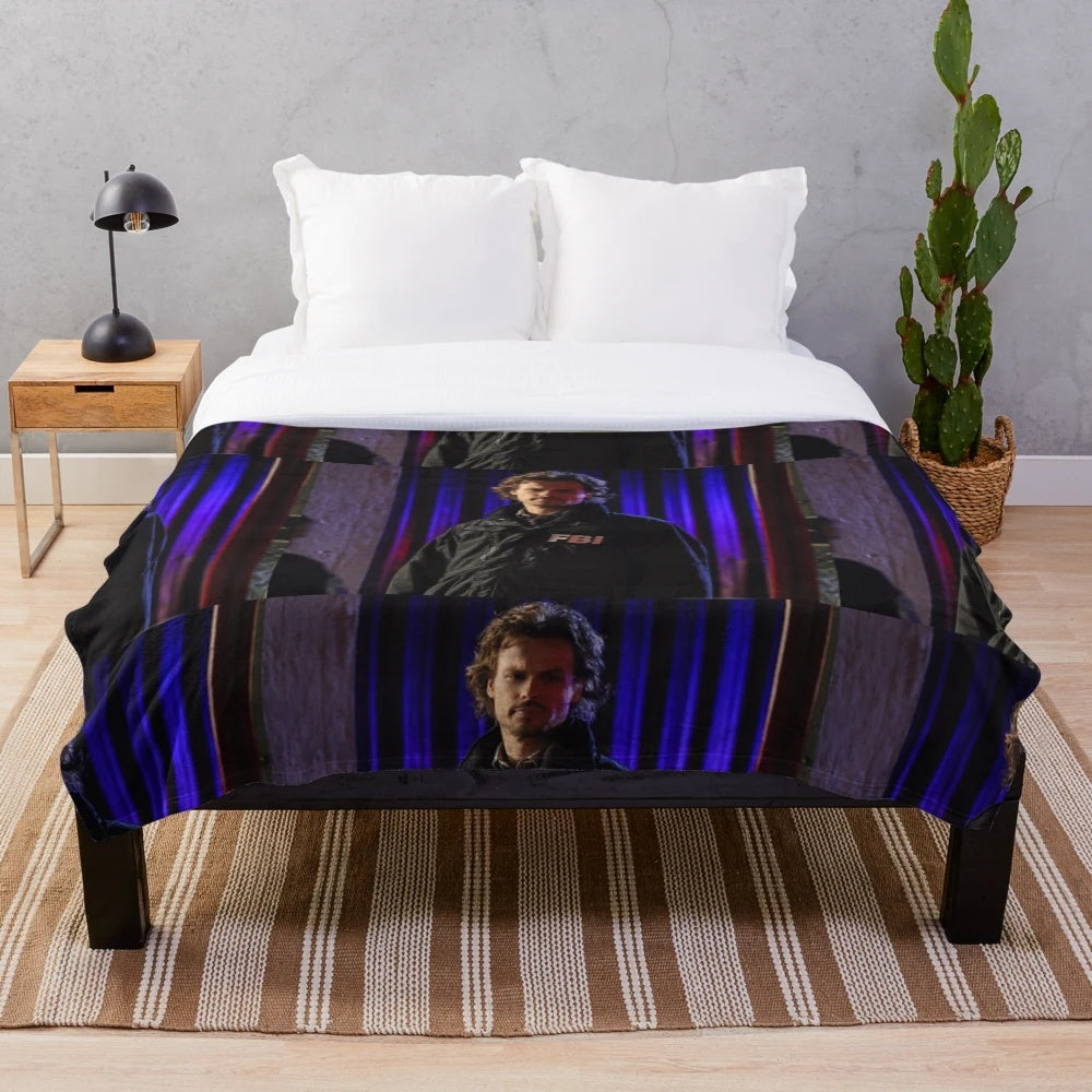 Matthew Gray Gubler inspired plush blanket with Criminal Minds character Spence Reid