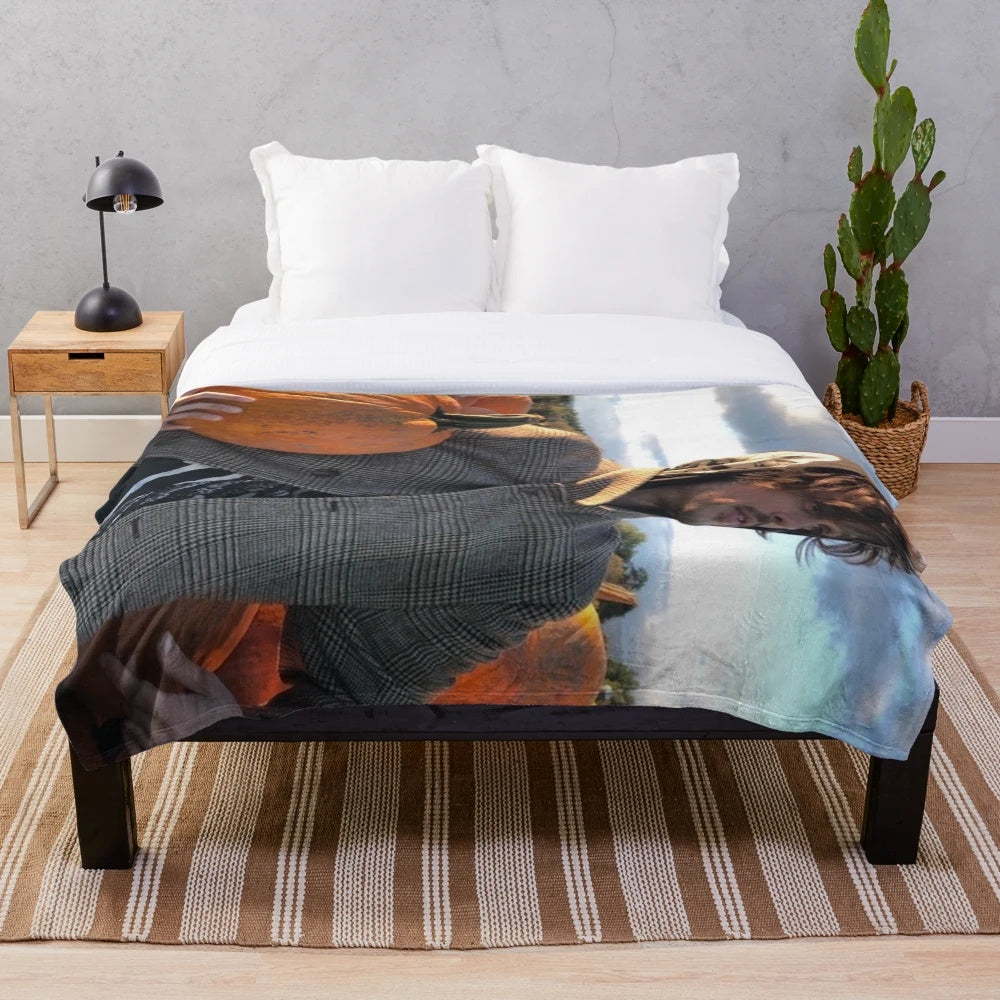 Matthew Gray Gubler inspired plush blanket with pumpkin design