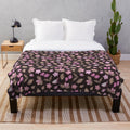 Mauve plush blanket with autumn botanical floral design