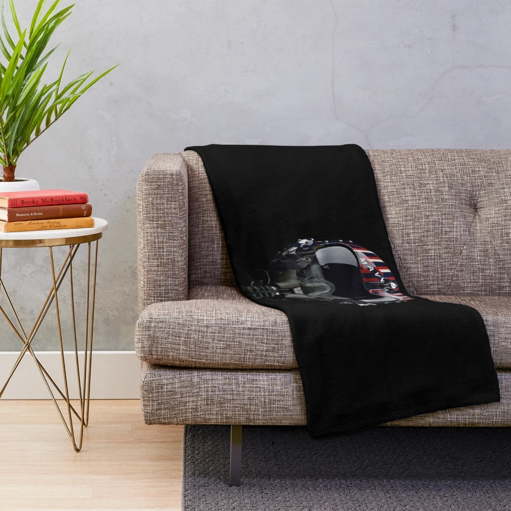 Maverick-inspired plush blanket with a soft, cozy texture and military-style design