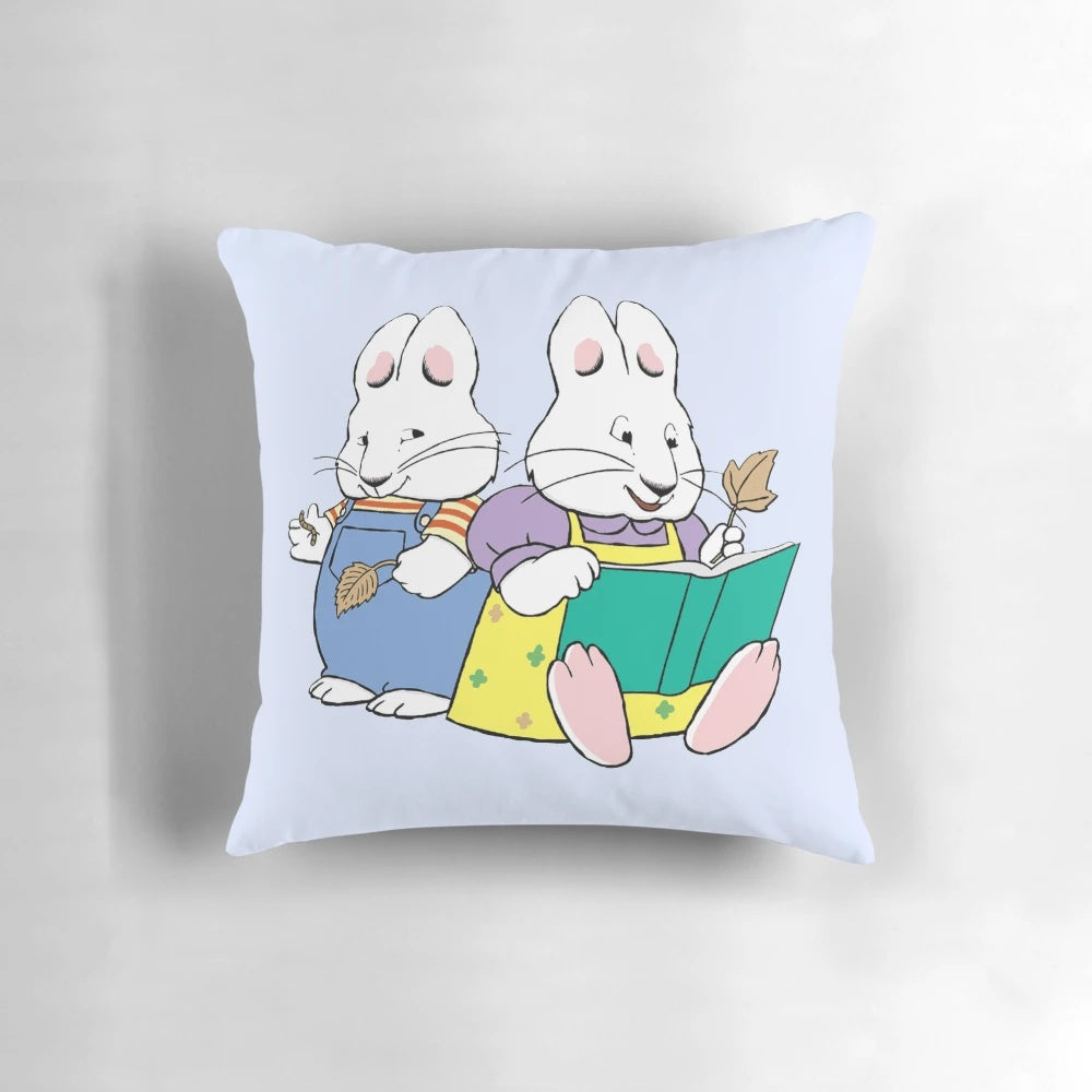 Colorful pillow featuring the beloved characters Max and Ruby from the popular Nick Jr. cartoon show