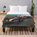 Max Verstappen inspired abstract plush blanket with racing car design