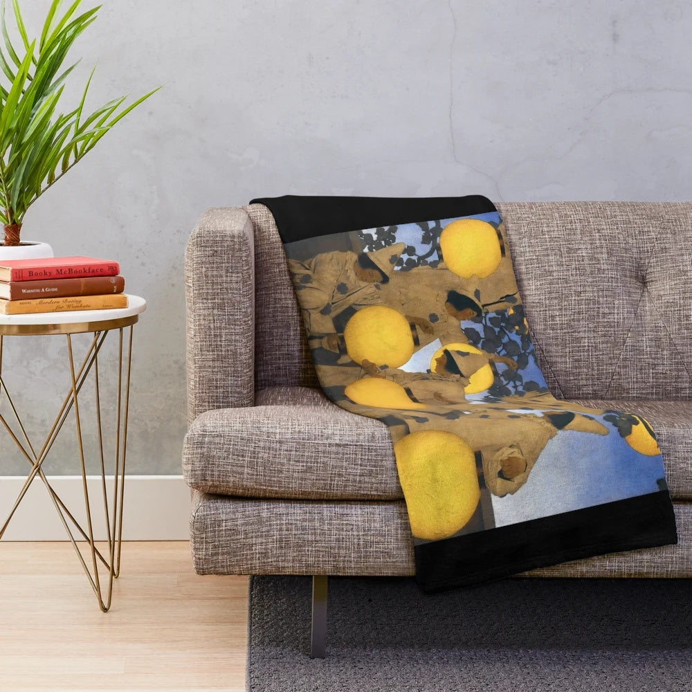 Maxfield Parrish-inspired plush blanket featuring the Lantern Bearers artwork
