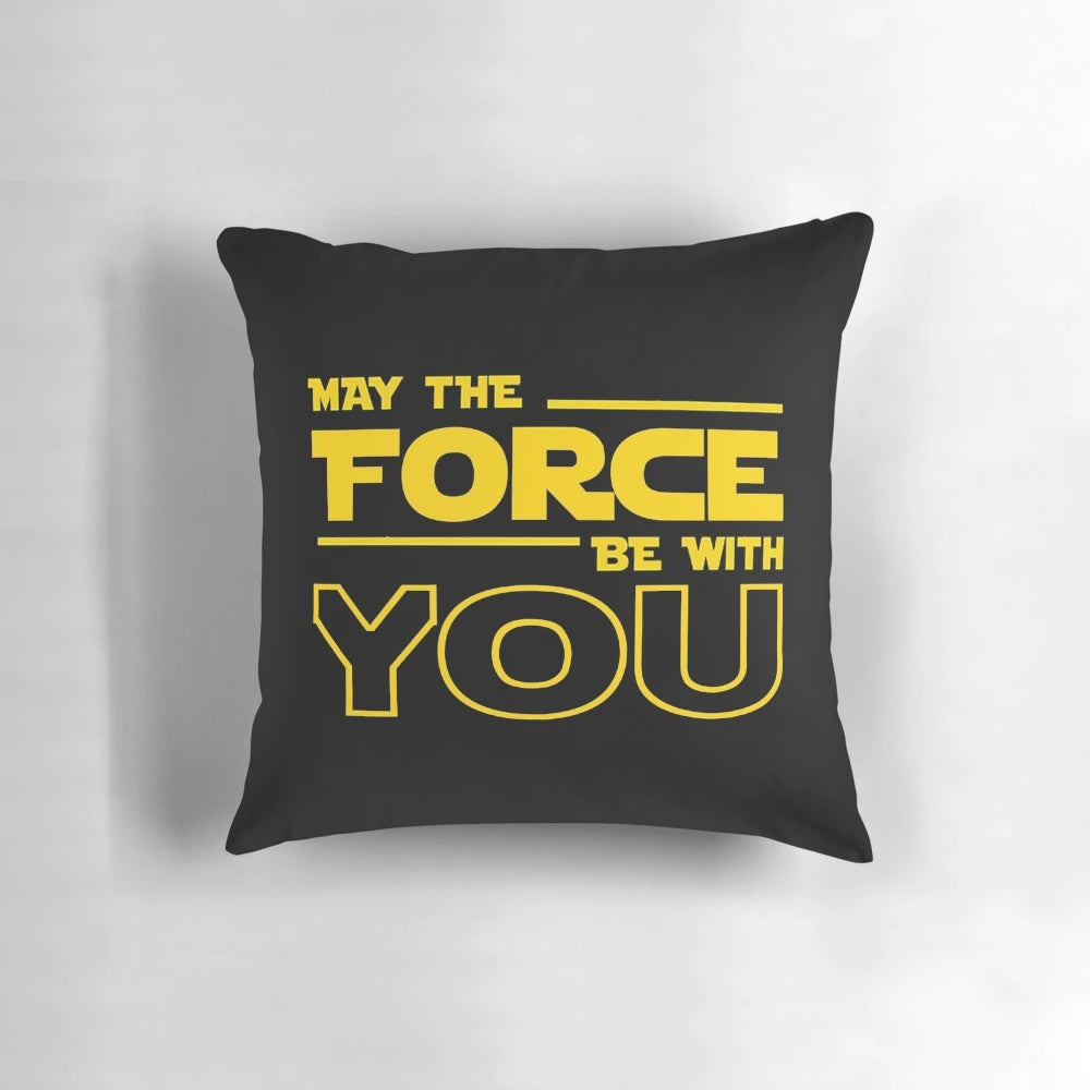 May The Force Be With You" Star Wars Themed Pillow for Sci-Fi Home Decor