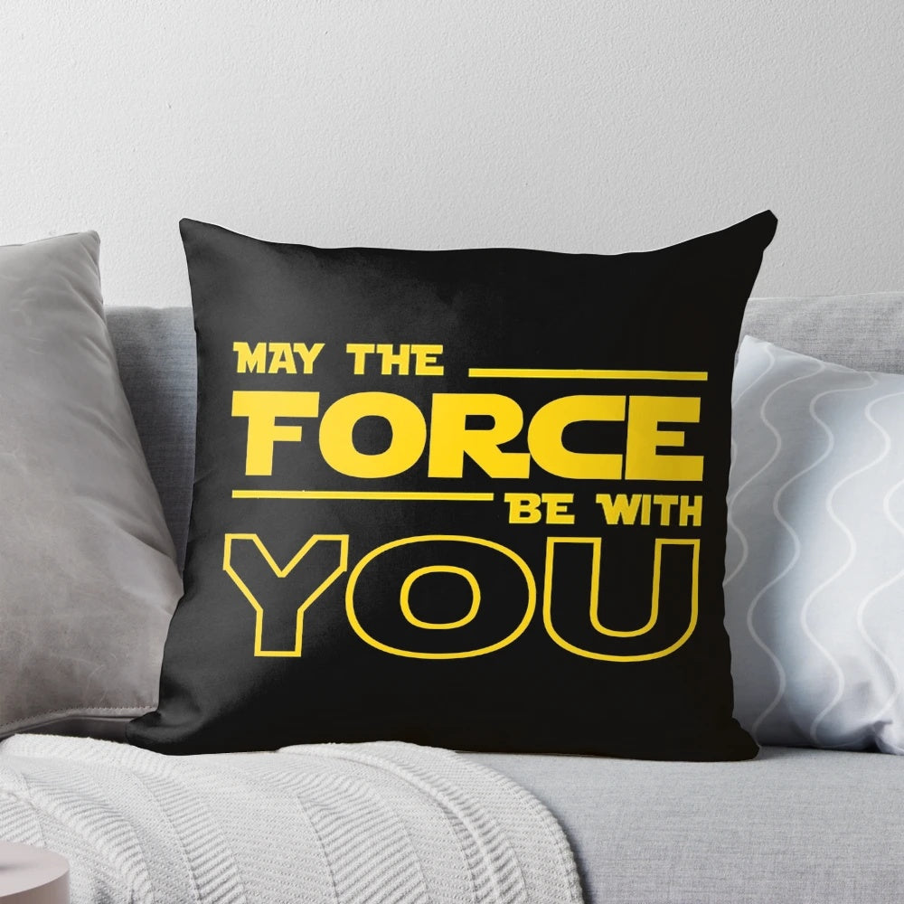 May The Force Be With You" Star Wars Themed Pillow for Sci-Fi Home Decor