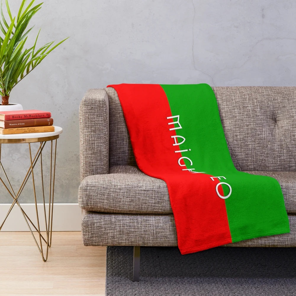 Mayo Inspired Plush Blanket with Gaelic Football and Croke Park Imagery