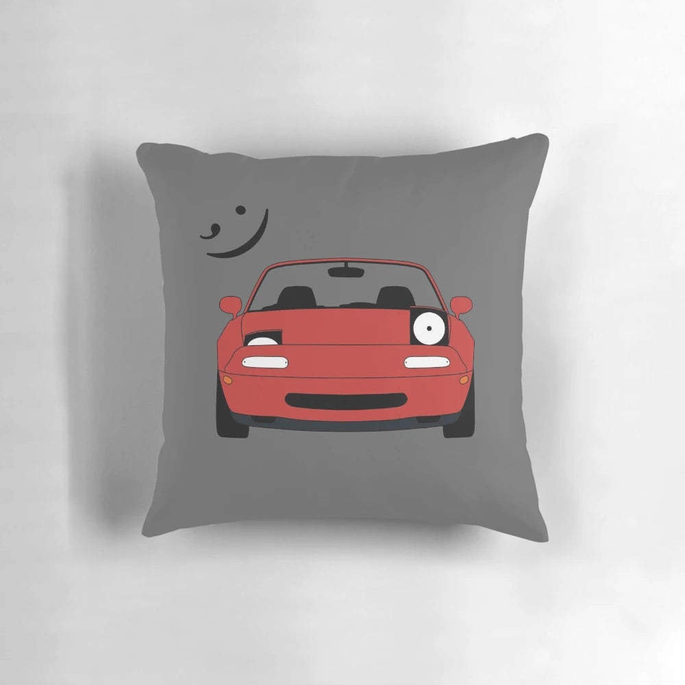 Soft and plush Mazda Miata MX5 roadster pillow with pop-up headlights design
